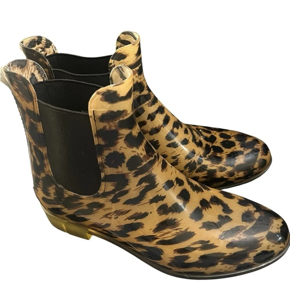 J. Crew Leopard Print Winter Rain Boots Women’s Sz 7
